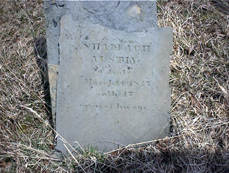 Tombstone of Shadrack Austin, ©2001 by Cheryl Smith